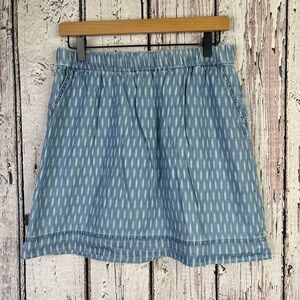 Sonoma Chambray‎ Patterned Mini Skirt Pull On Elastic Waist Size 8 Blue White